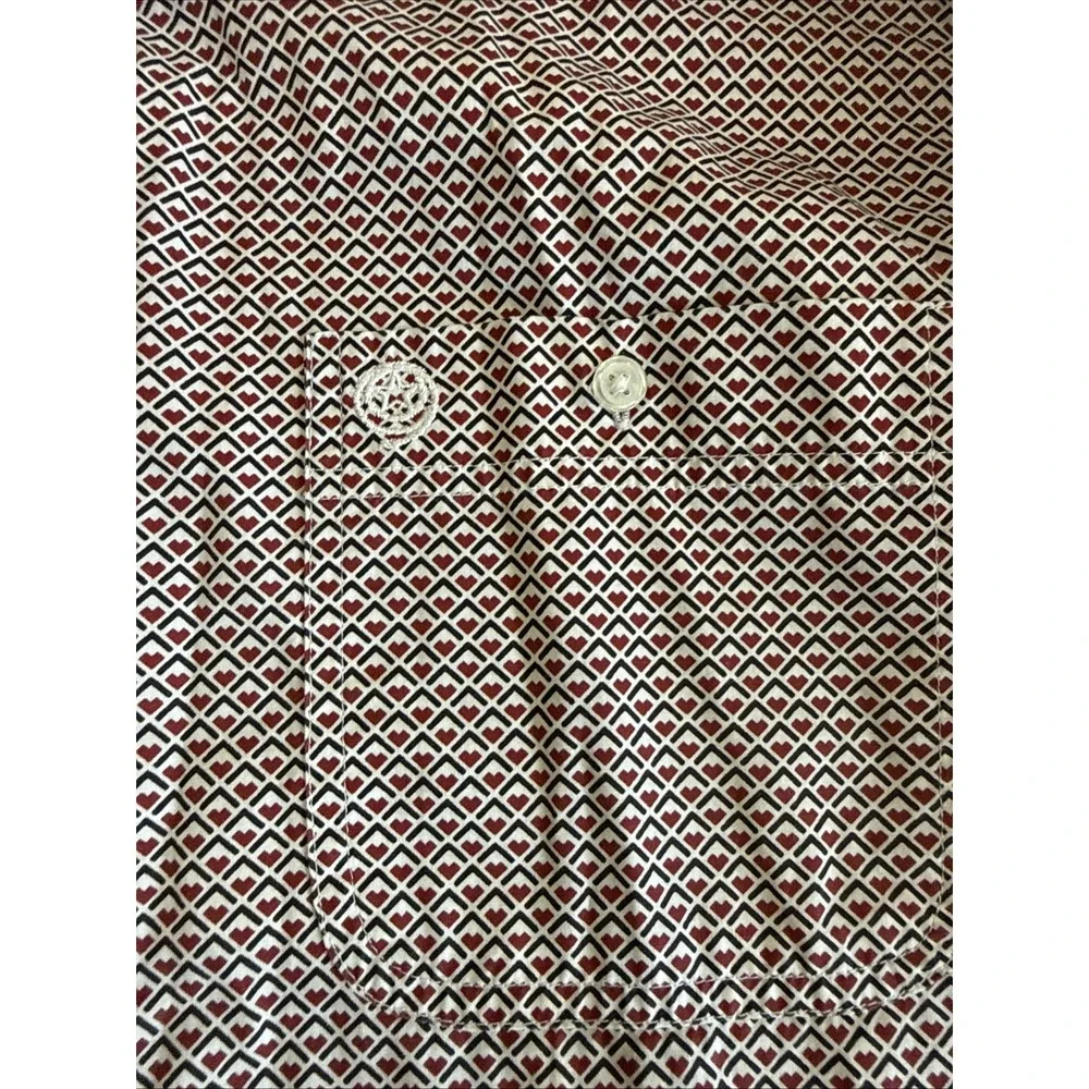 George Strait Wrangler Shirt Men's L Red Geometric Short Sleeve Western Cowboy